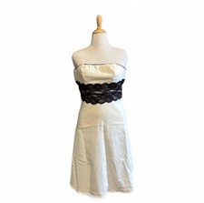 Vintage y2k Charlotte Russe Mini Dress SMALL Strapless Rayon Lace Trim Cocktail