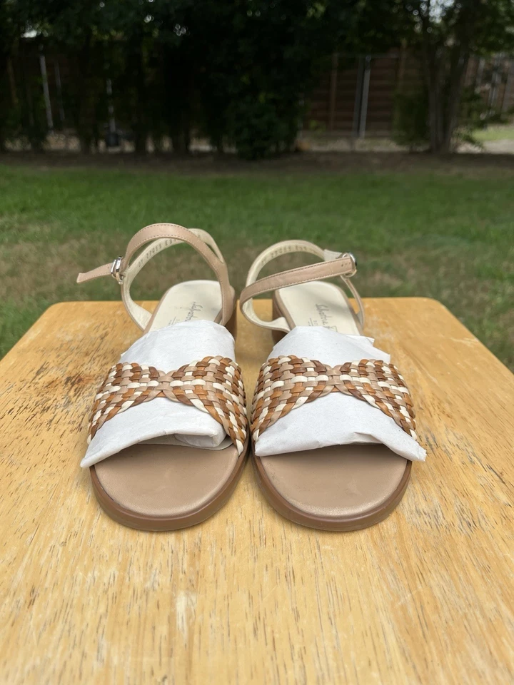 Sandalias de tacón Salvatore Ferragamo de cuero con detalles trenzados 7,5 marrón/tostado Foto 4 de 4