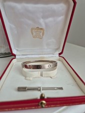 Cartier Love Bracelet 18k White Gold Size 17 Full Set Box Certificate Excellent