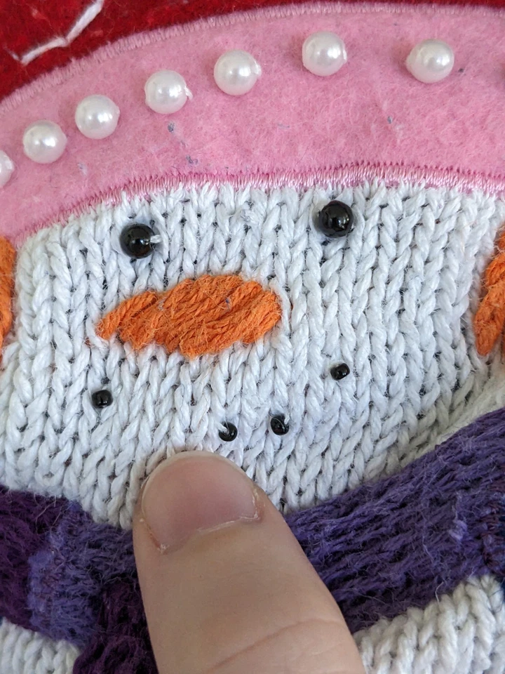 Novidade Colete Feminino de Inverno Férias M Em Recurso Boneco de Neve Lantejoulas Natal - Imagem 4 de 4