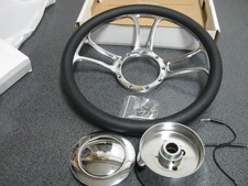 Racing Power Company RPC R5616A 14" Chrome Billet Trinity Style Leather Grip