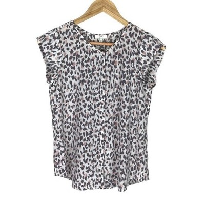 JOIE Iva Leopard Print Silk Blouse Top Size XXS