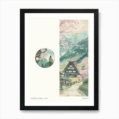 Shirakawa Go Japan 2 ausgeschnittene Reise gerahmtes Wandbild Poster Leinwanddruck Bild