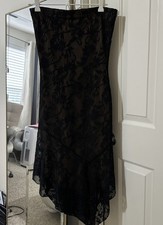 VERSACE Black Strapless Lace dress with slit
