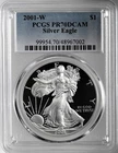 2001-W  $1  PROOF AMERICAN SILVER EAGLE (ASE/SAE) PCGS PR70 DCAM  #48967002