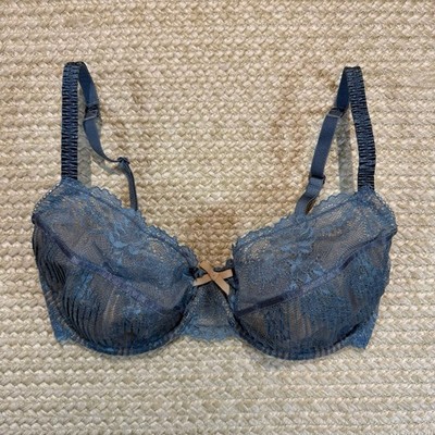 Elle MacPherson Intimates Blue/grey Underwire Lace Mesh Bra UK Size 32 F EUC
