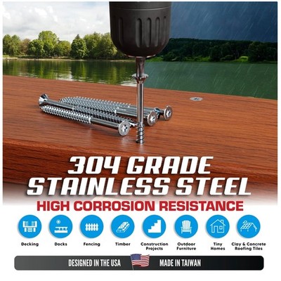 Rust Resistant Stainless Steel Screws 2 1/2 Inch 350 Pack