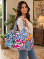 Colorful Quilted Duffle Bag | Handmade Cotton Weekender| Lightweight Travel Bag