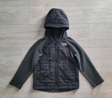 The North Face Jacket Boys Toddler 4T Gray Hooded Quilted Fleece Hybrid Full Zip