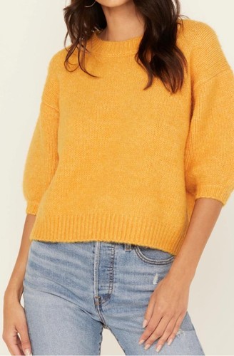 $88 VELVET HEART Pullover Fall Elbow Puff Sleeve Sweater L Mango Orange Trendy - Picture 3 of 6