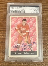 1961 Parkhurst #25 PSA/DNA AUTH AUTOGRAPH Alex Delvecchio
