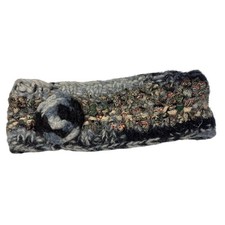 Handmade Crochet Wool Headband Ear Warmer Flower Accent Boho Artsy Fleece Lined