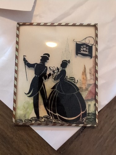 Antike Silhouette 4x5 Blase Glas Kunst Gemälde 2er Set  - Bild 2 von 5