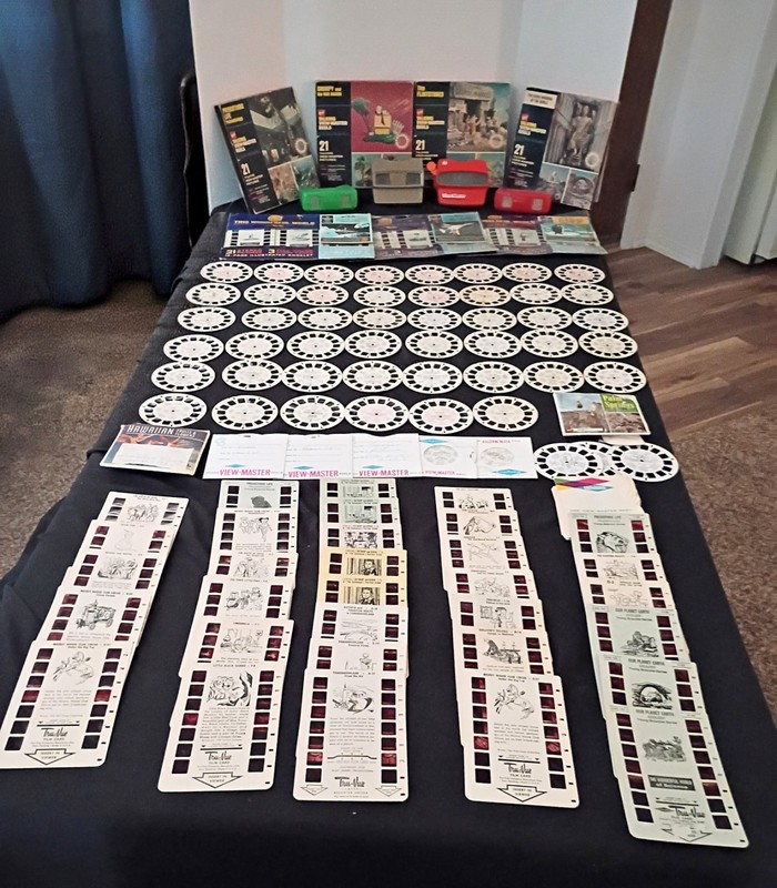 Vintage Sawyer's View-Master 57 Reels 34 Tru-Vue Film Strips 4 Viewers Disney 