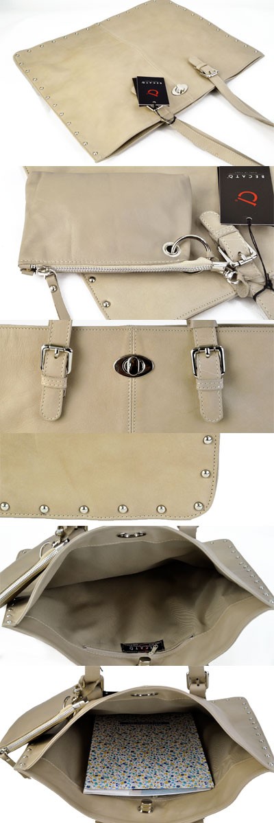 Clearance Sale Italian Import BECATO A4 Shoulder Bag Beige - Image 5