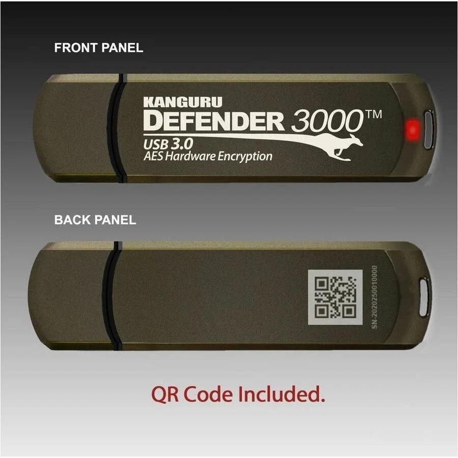 Kanguru Defender3000 FIPS 140-2 Certified Level 3, SuperSpeed USB 3.0 Secure Fla - Image 3 of 4