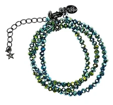 Kirks Folly 18"  Beaded Shimmer Necklace - dark green