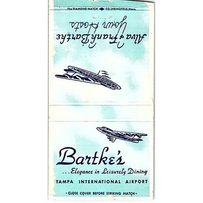 Alva & Frank Bartke's Restaurant Tampa International Airport Matchbook MM11-9