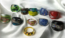 ARTISAN HAND BLOWN GLASS RING LOT OF 11