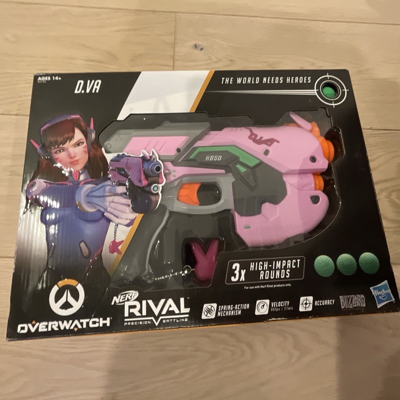 NERF Rival Overwatch D.Va HBSO Blaster Pink/Black w/ Bunny Charm & 3 Rounds