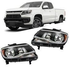 Headlights Assembly For Chevy Colorado 2015-2022 Pair LH+RH Halogen Type Black