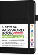 Password Book Alphabetized Username Notebook Medium Black Internet address