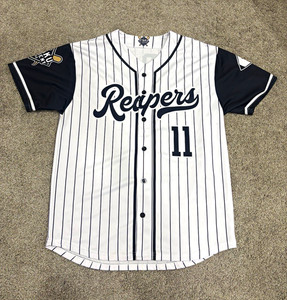 Kenpachi Zaraki #11 Pinstripe White/Black Baseball Jersey Otaku Academy 2021