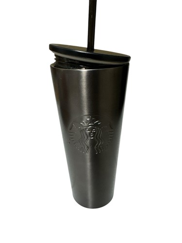 Starbucks Gray Gunmetal Embossed Siren Stainless Steel Cold Cup Tumbler 16oz - Picture 1 of 2