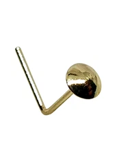 9ct Gold Nose Stud Dome Top Button 3mm Round Disc 22g (0.6mm) 9k Gold L Bend Pin