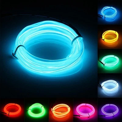Flexible Neon LED Light Glow EL Wire String Strip Rope Tube Car Battery Lamp UK