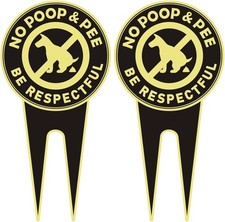2 Pack No Dog Poop Signs for Yard - Double Sided 11.8 x 5.9 inches, Black