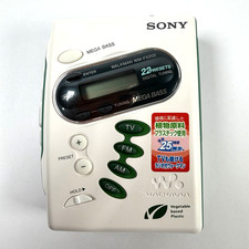Sony WM-FX202 Walkman Cassette Radio Tested Excellent Condition White/Green