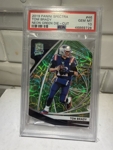 2019 PANINI SPECTRA #46 TOM BRADY NEON GREEN DIE-CUT /30 PSA 10