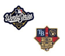 EMBROIDERED 2026 BREWERS VS RAYS WORLD SERIES MATCHUP COMBO 2 LOGO PATCH IRON ON