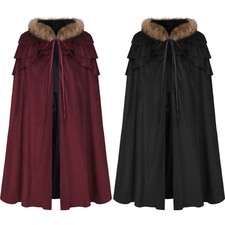 Medieval Cloak for Men Gothic Hooded Halloween Viking Pirate Cloak Women Cloak