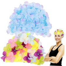 Floral Swim Cap: 2PCS Swimming Cap Comfortable Bathing Swimming Hats Breathab...