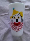 Vtg 50's MCM Hazel Atlas Milk Glass Circus Clown Face Drinking Glass Tumbler 5"