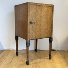 Vintage Bedside Cabinet Side Table Art Deco With Pewter Trim
