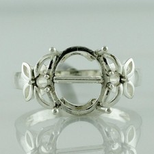 925 Sterling Silver 2.5mm Round Semi Mount Three-Stone Ring For Wedding Ring