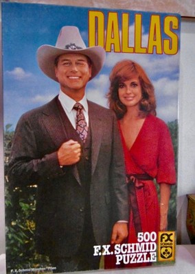 DALLAS Puzzle "JR & SUE ELLEN" F.X. SCHMID von 1982 500Teile rar