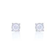 White Gold Diamond Stud Earrings - 10k Round Brilliant .25ctw Pierced