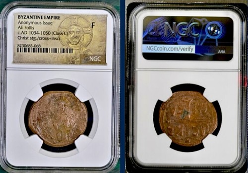 Jesus Christ Conqueror Ancient Byzantine Empire Coin 1034AD-1050AD NGC Graded