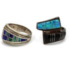 Signed Southwest Sterling Turquoise Coral Opal Onyx Inlay Ring Lot of 6 #S5345-5 — photo 6