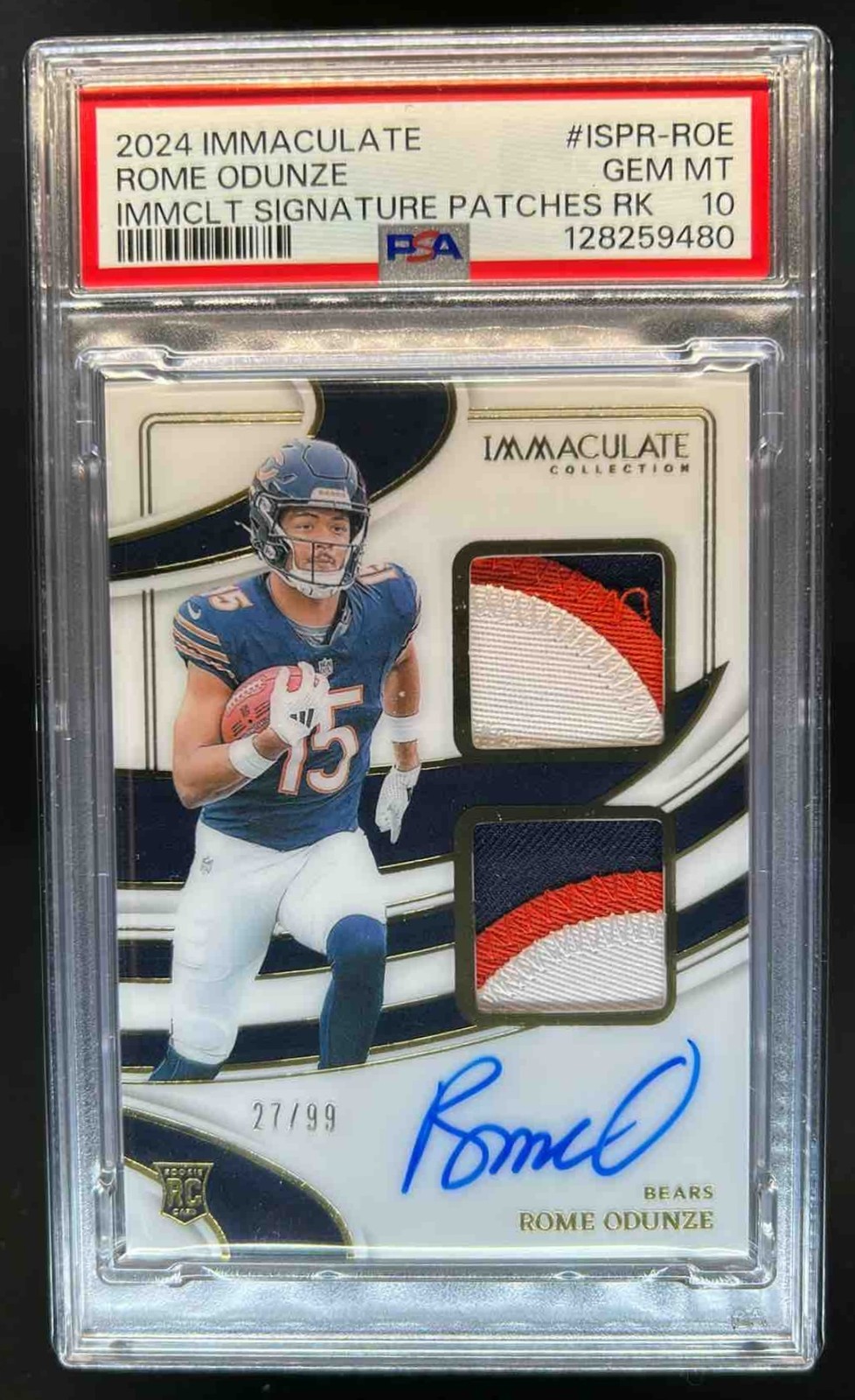 Rome Odunze Panini Immaculate Collection Immaculate Signature Patches Rookie #ISPRROE Base