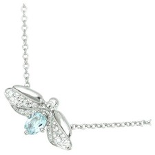 TIFFANY Firefly Necklace Peper Flower Pt950 platinum Diamond Aquamarine Pendant