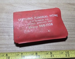 Vtg Sterling Funeral Home Crisfield Maryland Advertising Vinyl Rain Bonnet? Case