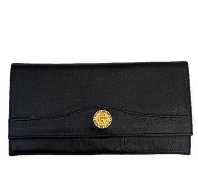 Pierre Balmain Envelope Long Clutch Leather Snap Wallet W/ Coin Pocket Vintage