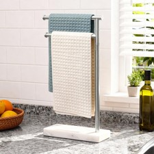 Hand Towel Holder Stand for Bathroom, Countertop Towel Stand Swivel with Marb...