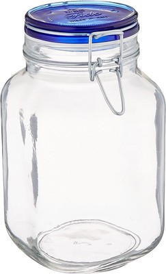 Fido Square Jar with Blue Lid, 67.5-Ounce, Clear