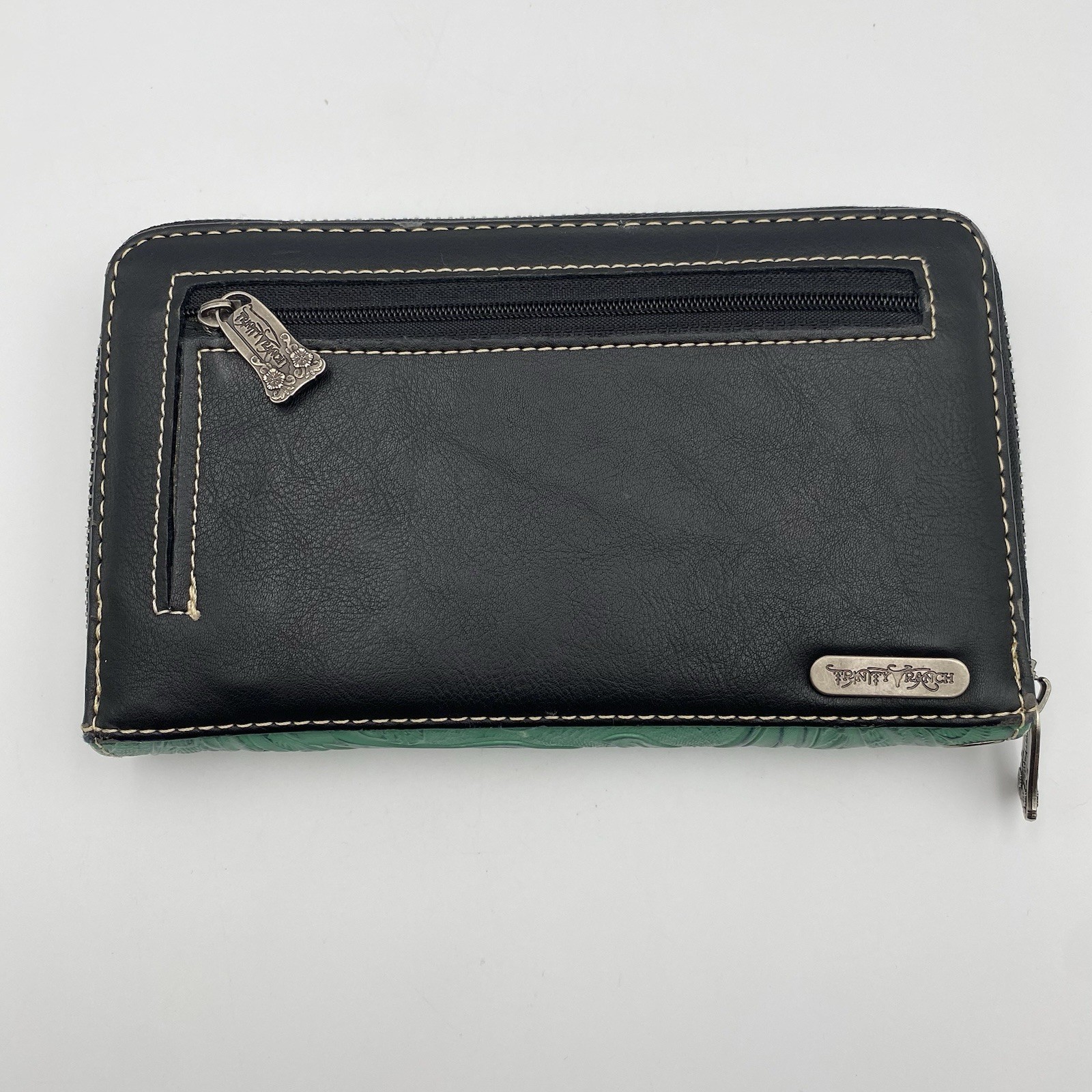 Trinity Ranch Tooled Collection Wallet Green Faux… - image 3